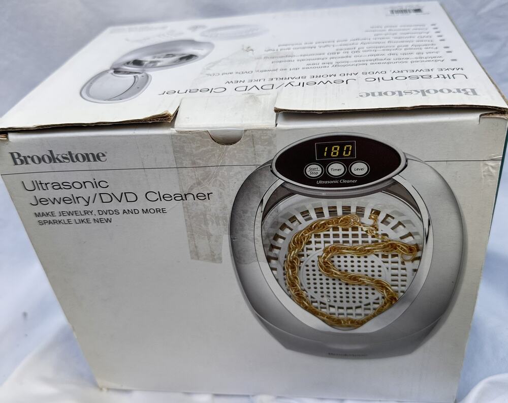 Brookstone Jewelry DVD Watches Ultrasonic Cleaner Uses Water No Chemical Prewned